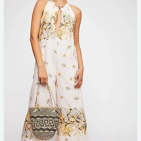 Free People Cream and Yellow Floral Jumpsuit - Picture 2 of 12